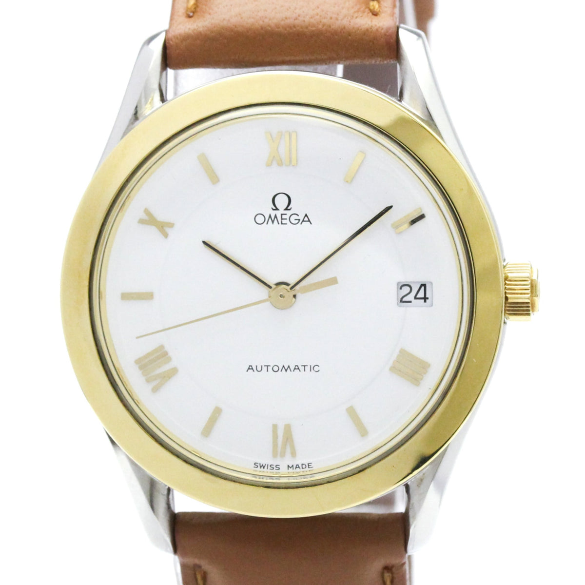 Pre-Owned OMEGA Automatic 18K Gold Steel Automatic Mens Watch 166.0285 Polished