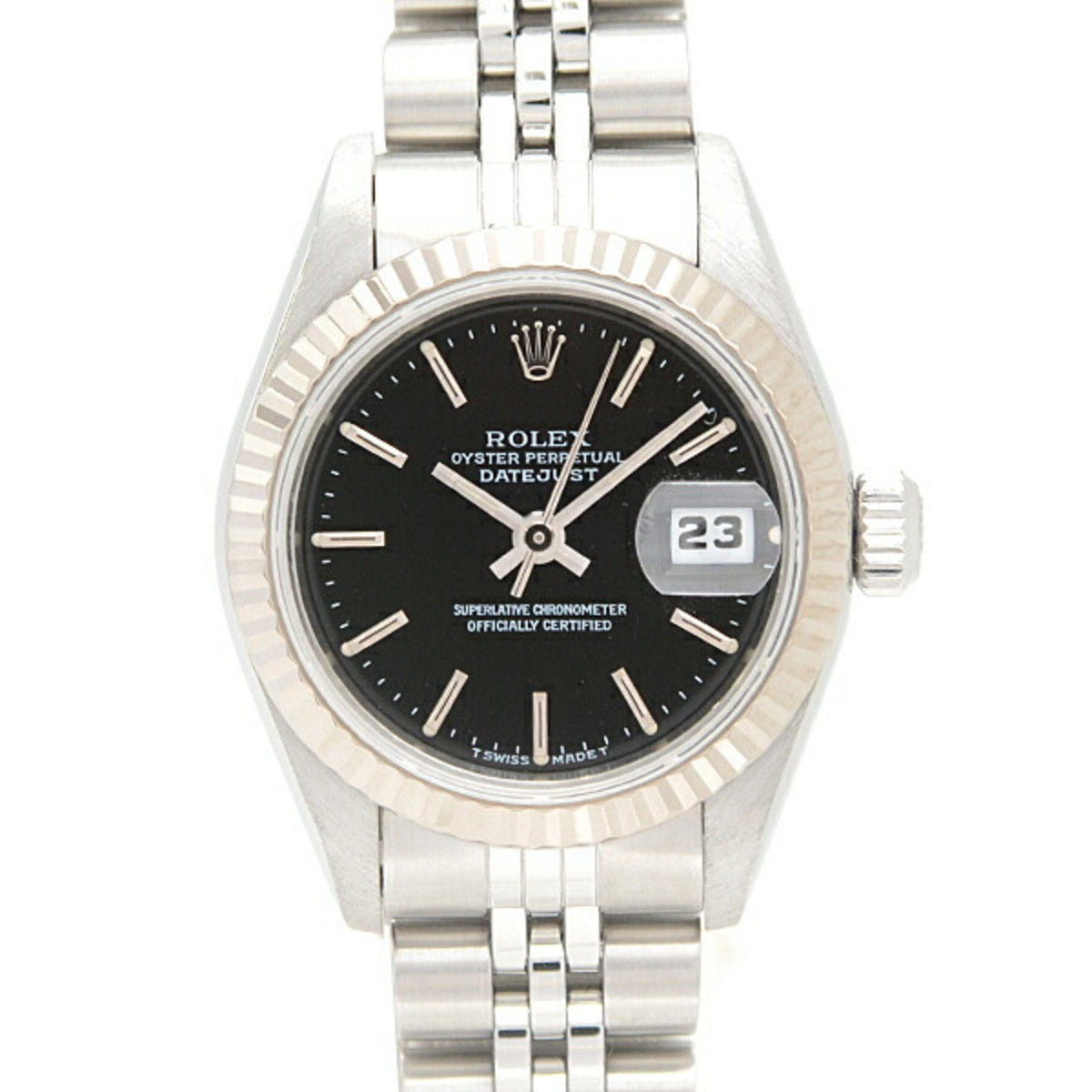 Pre-Owned Rolex Watch Ladies Datejust Automatic U-number Black Dial SS x WG ROLEX 69174