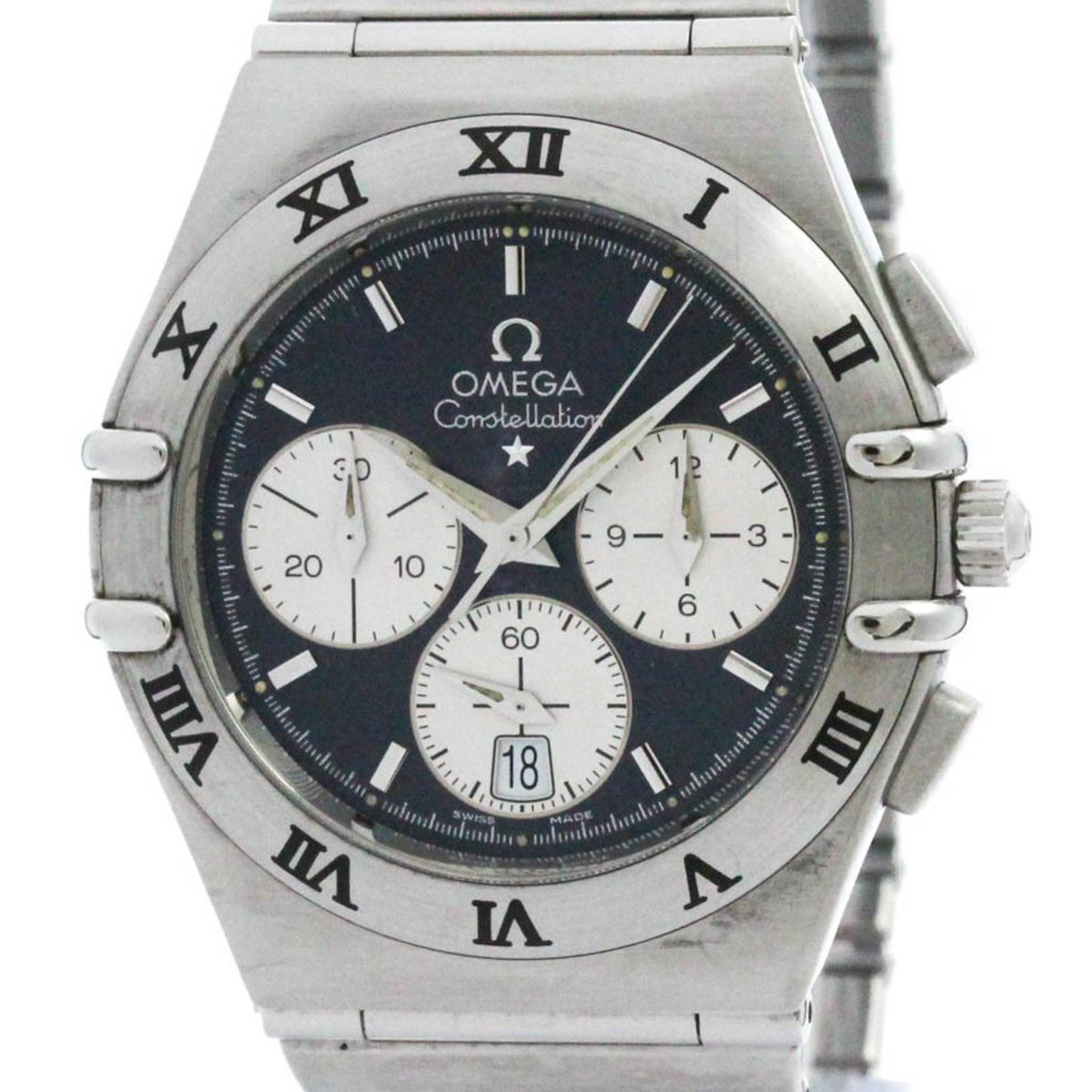 Montre chronographe Omega Constellation d'occasion à quartz pour homme, en acier, référence 1542.40 BF574200 