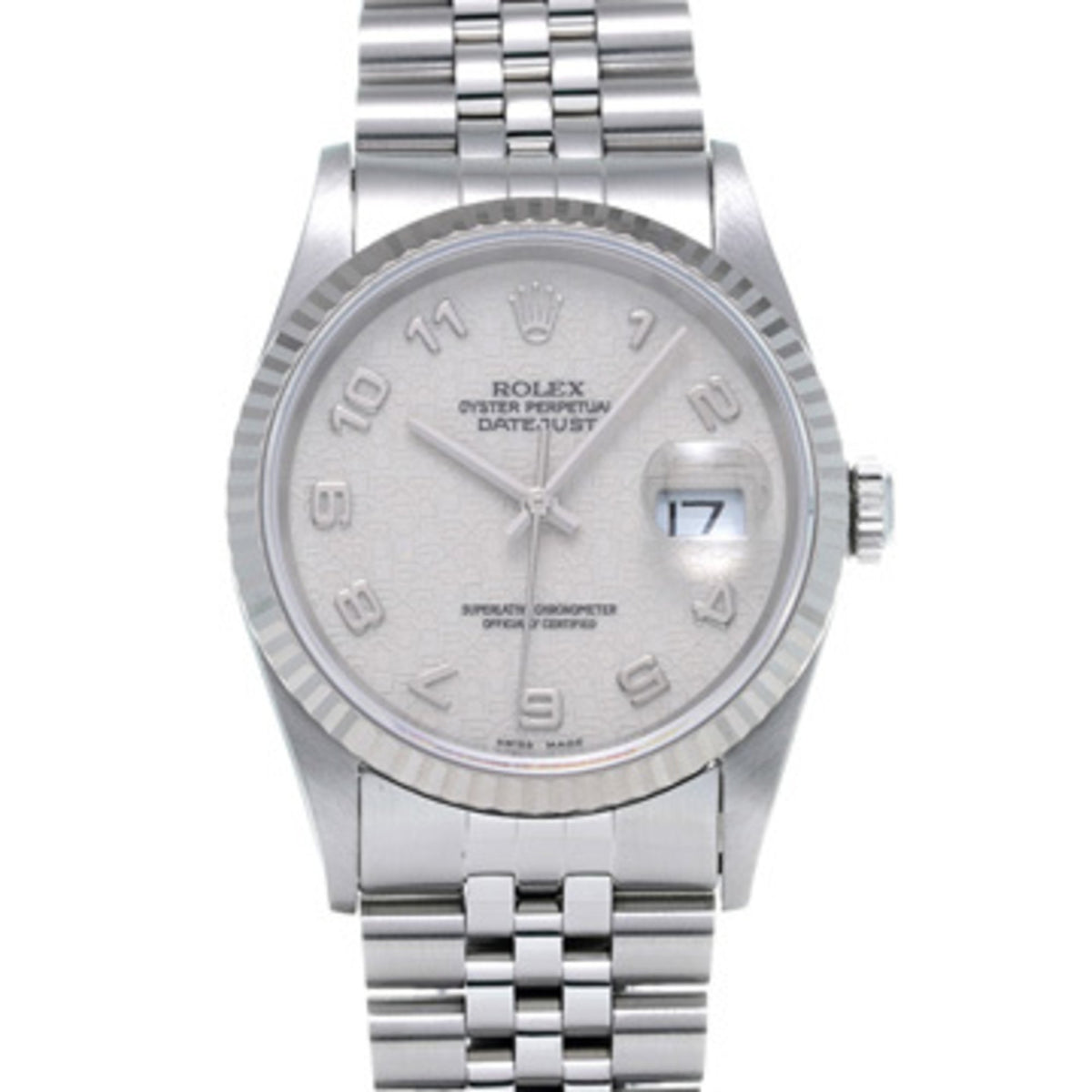 Pre-Owned Rolex Datejust 16234 W serial (manufactured around 1996) Silver Computer Men's Watch Automatic Winding