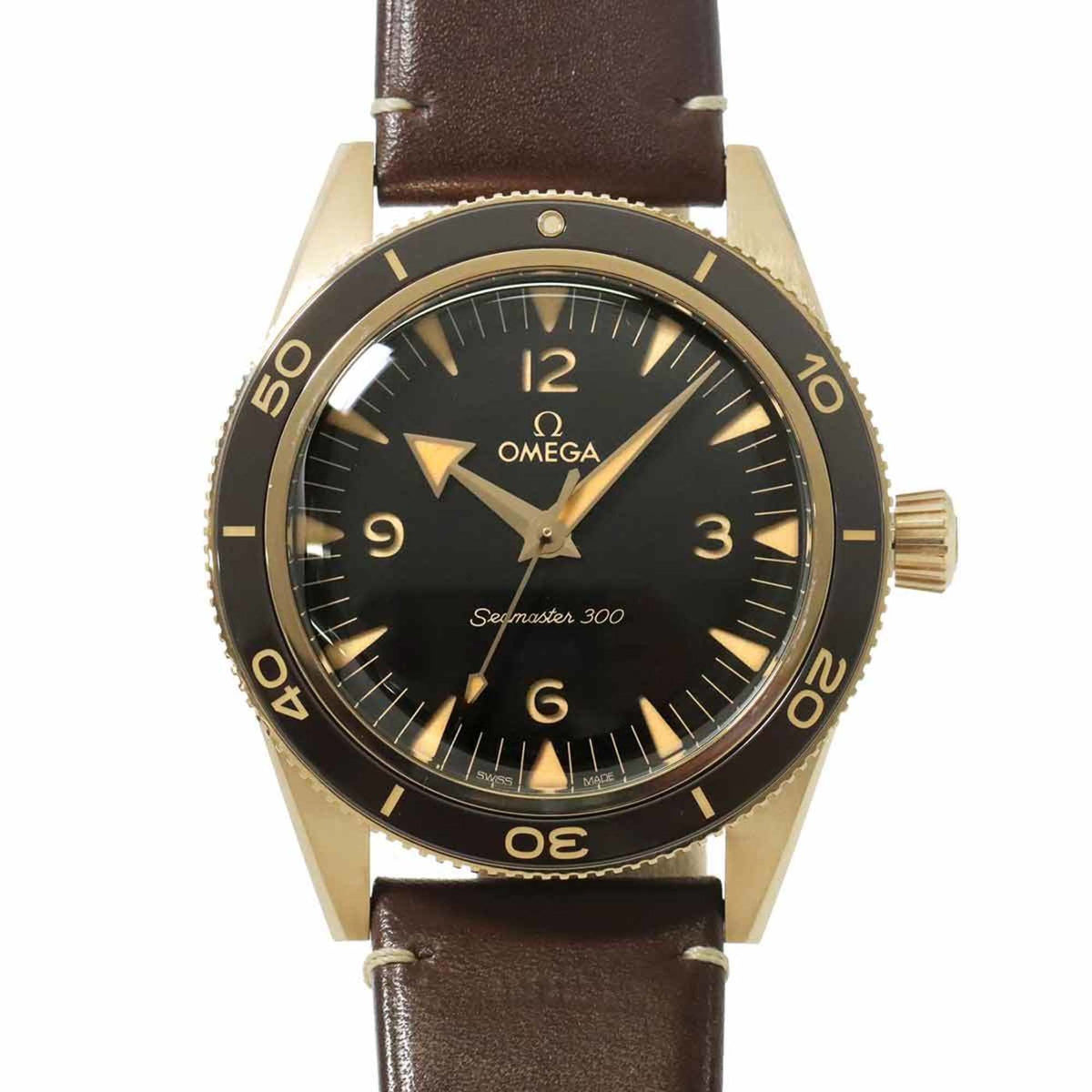 Pre-Owned OMEGA Seamaster 300 Master Chronometer 234 92 41 21 10 001 Men's Watch Black 9KBG Bronze Gold Automatic