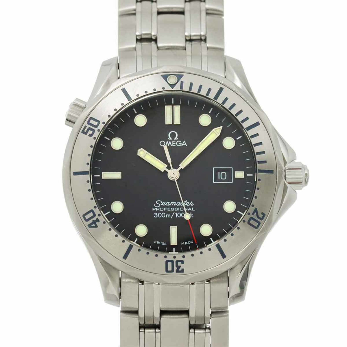 Pre-Owned Omega Seamaster 300m 2261 50 Men's Watch, Date, Black, Quartz Watch