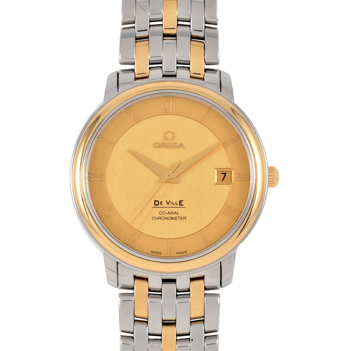 Pre-Owned OMEGA 4374 De Ville Co-Axial Chronometer Watch Automatic Gold Dial Men's