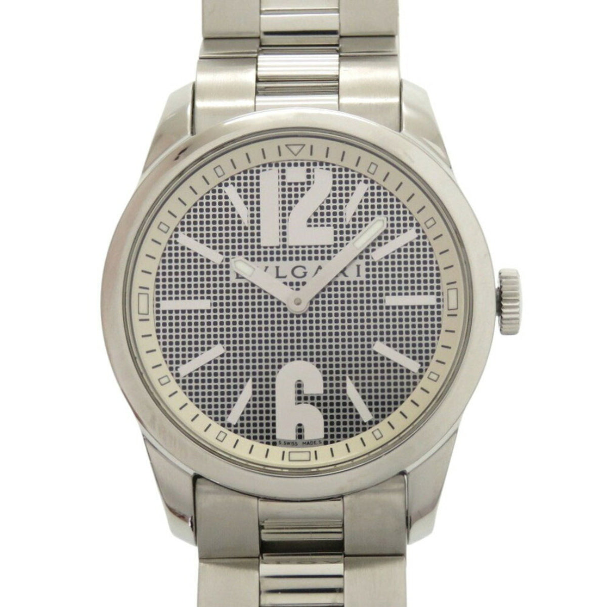 Pre-Owned Bvlgari Solotempo ST37S SS Black Quartz Watch Dial 0215BVLGARI