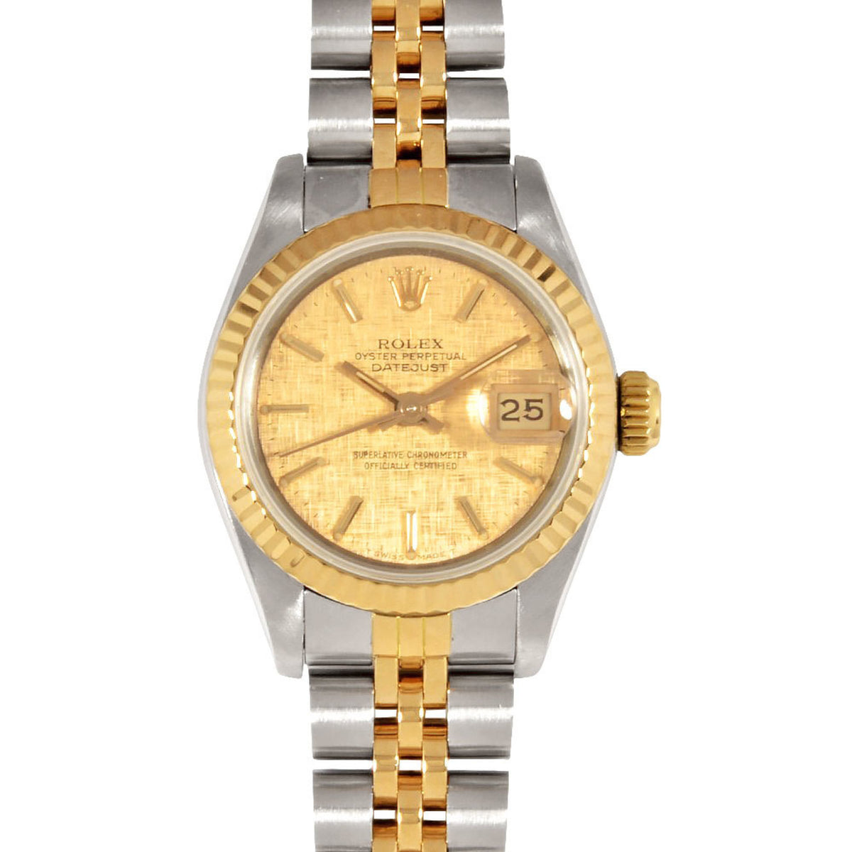 Pre-Owned Rolex ROLEX 69173 Datejust Automatic Wristwatch Champagne Mosaic Dial YG x SS Ladies 7-digit 9th series (manufactured in 1986)