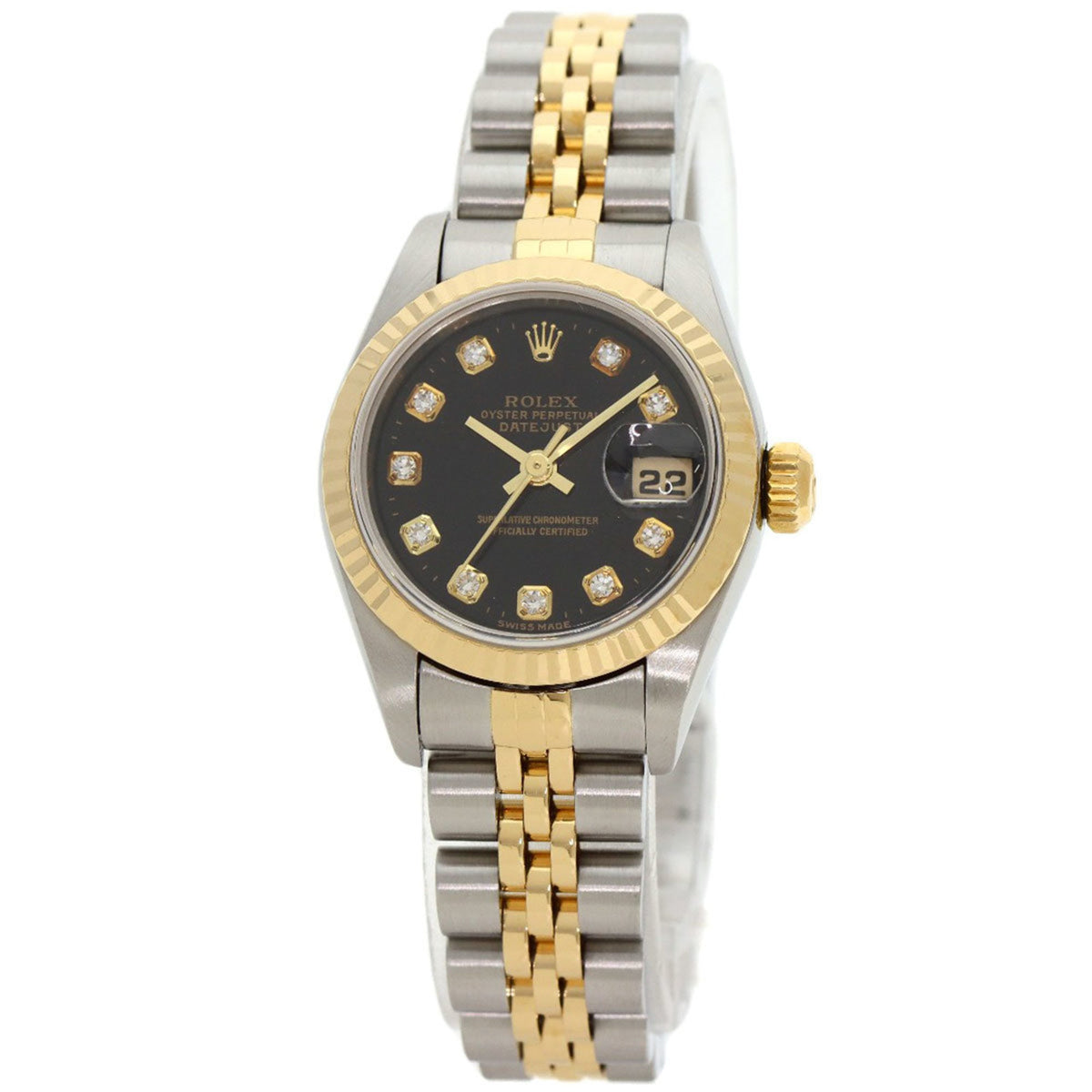 Pre-Owned Rolex 69173G Datejust 10P Diamond Watch Stainless Steel SSxK18YG Ladies ROLEX