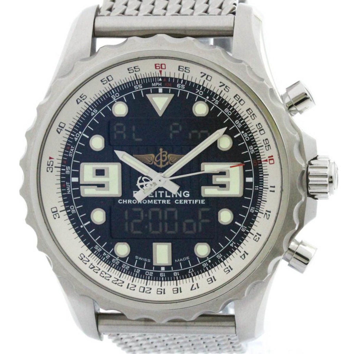 Montre homme BREITLING Chronospace en acier inoxydable poli, à quartz, d'occasion, A78365 BF576142 