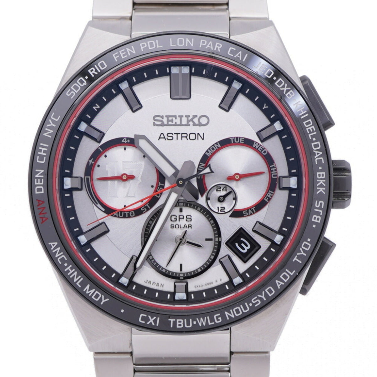 Montre radio solaire Seiko Astron Shohei Otani d'occasion modèle SBXC125 / 5X53-0BX0 montre-bracelet titane/céramique argent 1528SEIKO homme 