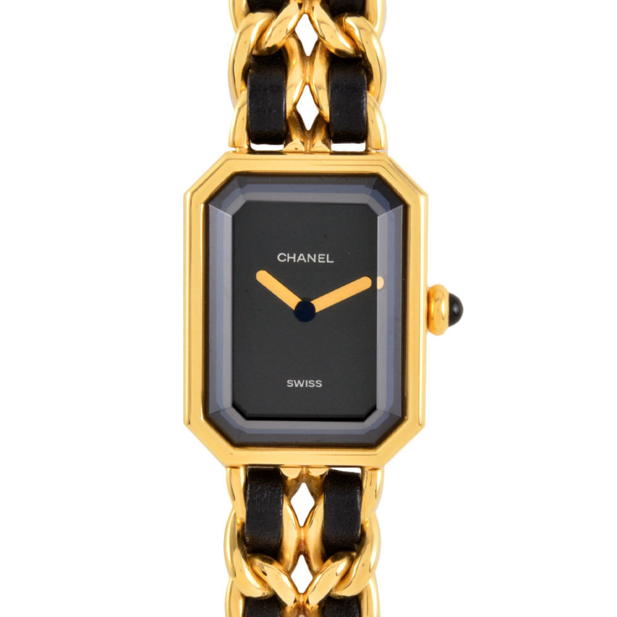 Pre-Owned CHANEL H0001 Premiere XL size watch, quartz, black dial, GP, ladies' ITNNADHY6O0V