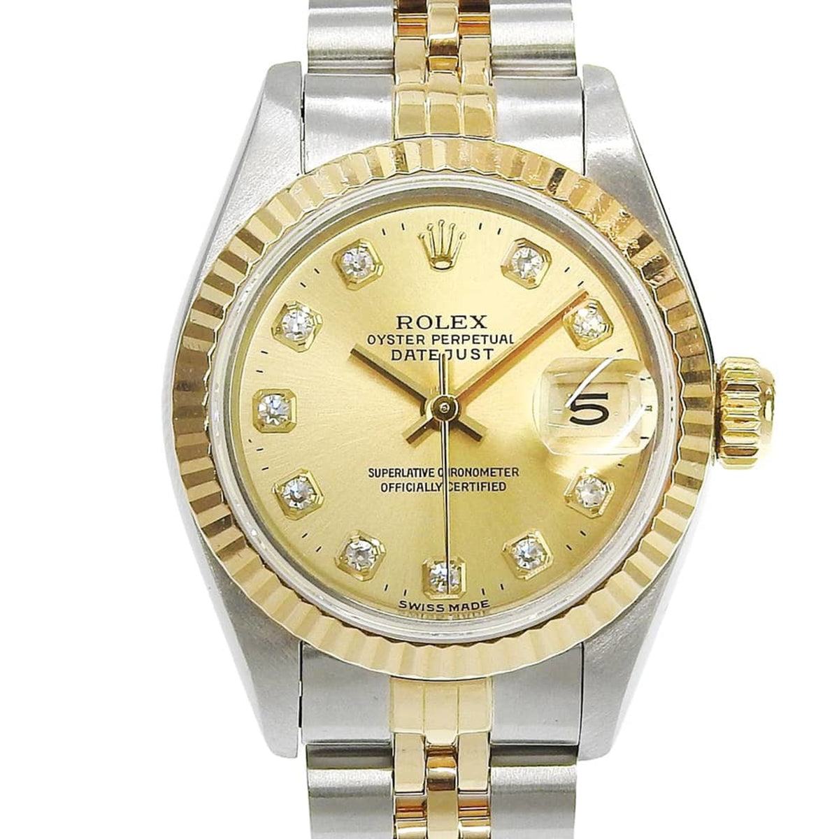 Pre-Owned Rolex Datejust Two-Tone 69173G L-serial, 10-diamond setting, champagne gold dial, 18K yellow gold/stainless steel, April 2026