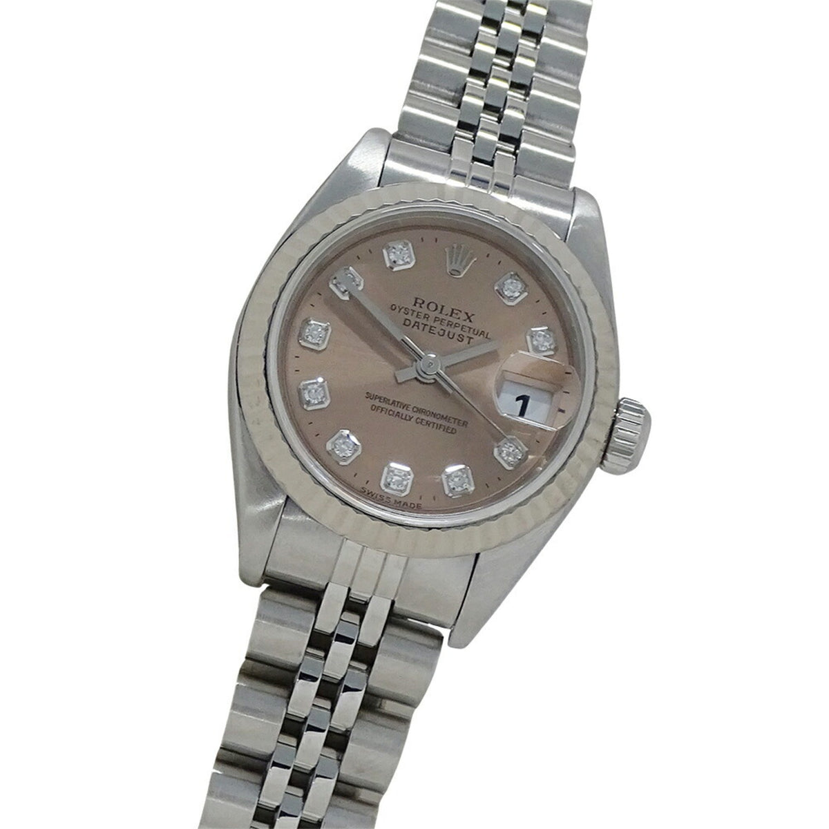 Pre-Owned Rolex ROLEX Datejust 79174G P Series Watch Ladies 10P Diamond Automatic AT Stainless Steel SS White Gold WG Silver Pink Polished