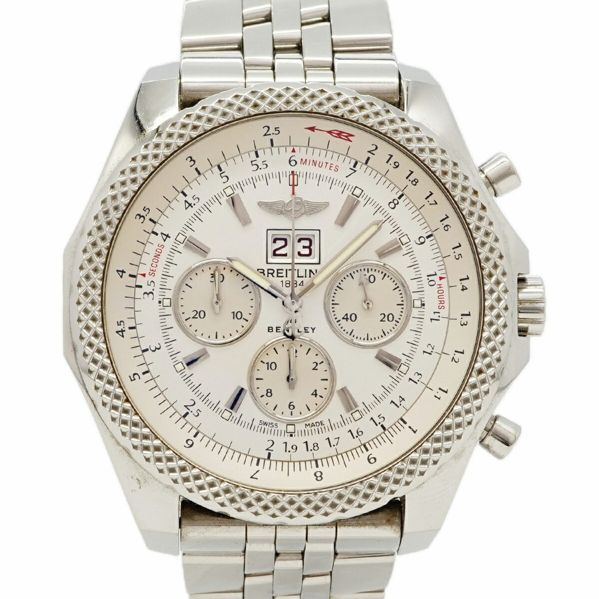 Pre-Owned Breitling Bentley A4436412 A44364 White Dial Men's Watch