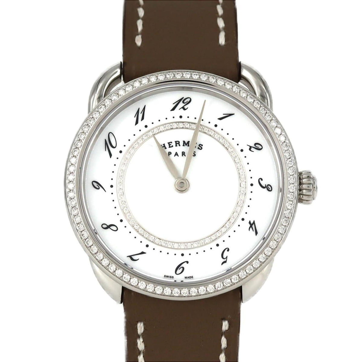 Pre-Owned Hermes Arceau D Circle AR13.430 SS Quartz Watch