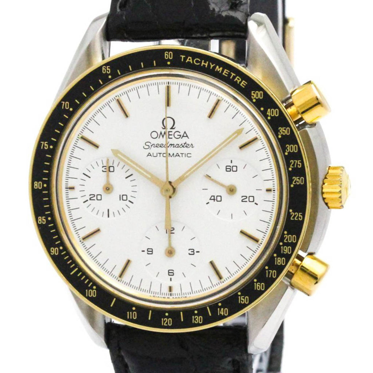 Pre-Owned OMEGA Speedmaster Automatic 18K Gold Steel Mens Watch 3310.20 Polished
