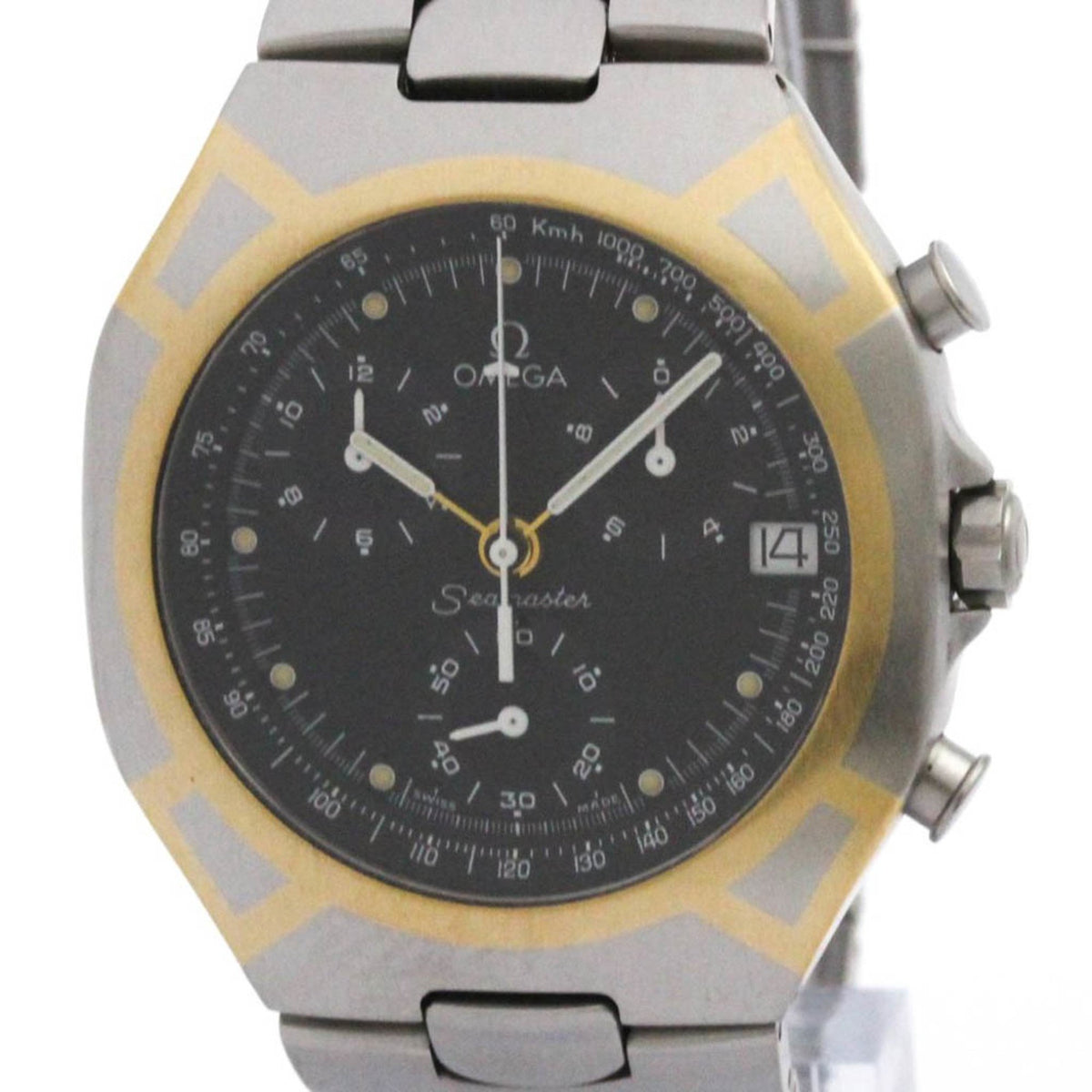 Pre-Owned OMEGA Seamaster Polaris Chronograph Quartz Mens Watch 386.1031 Polished