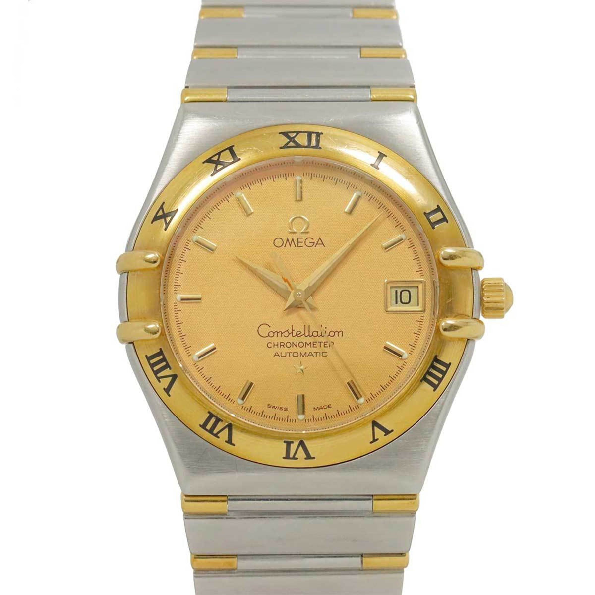 Pre-Owned OMEGA Constellation Chronometer Two-Tone 1202 10 Men's Watch with Date Display, Gold, 18K Yellow Automatic