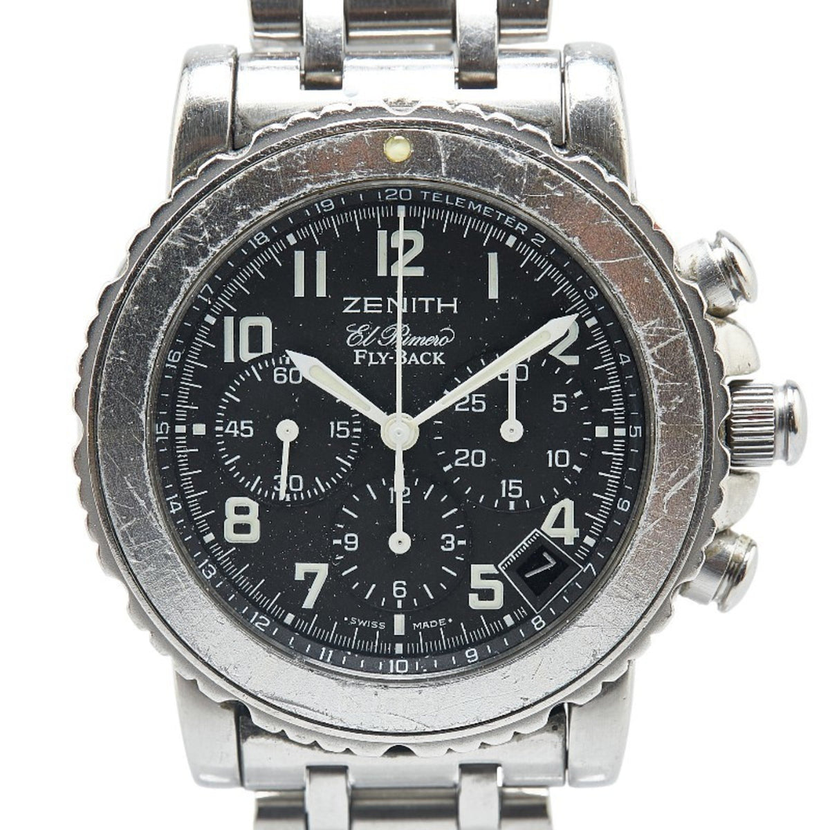 Pre-Owned Zenith Rainbow Flyback El Primero Watch 01/02.0470.405 Automatic Black Dial Stainless Steel Men's ZENITH