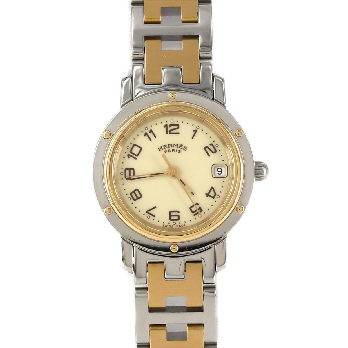 Pre-Owned Herm?s Clipper Two-tone CL4.220 SSxGP Quartz Watch