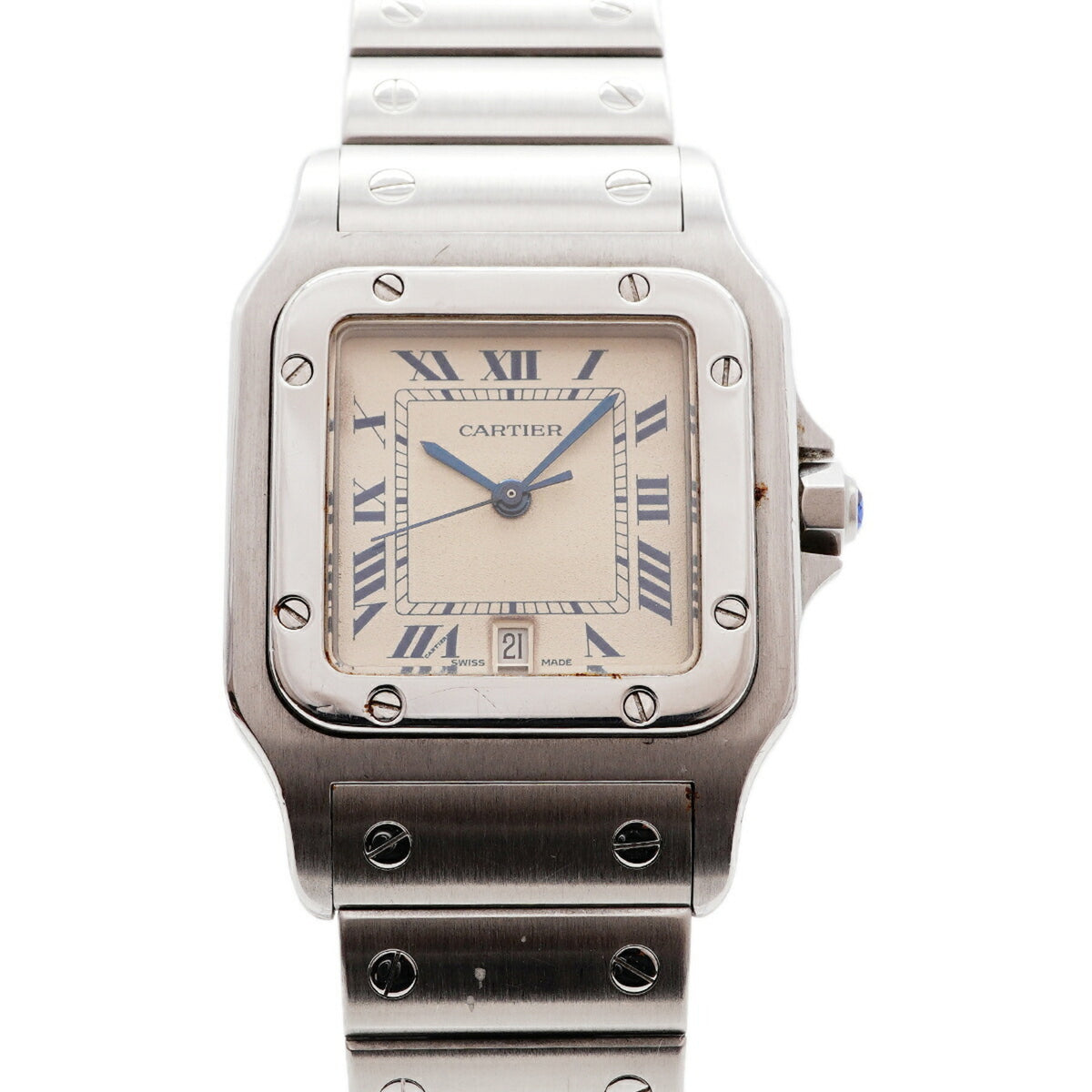 Pre-Owned Cartier Santos Galbee LM W20018D6 Ivory Dial Men's Watch