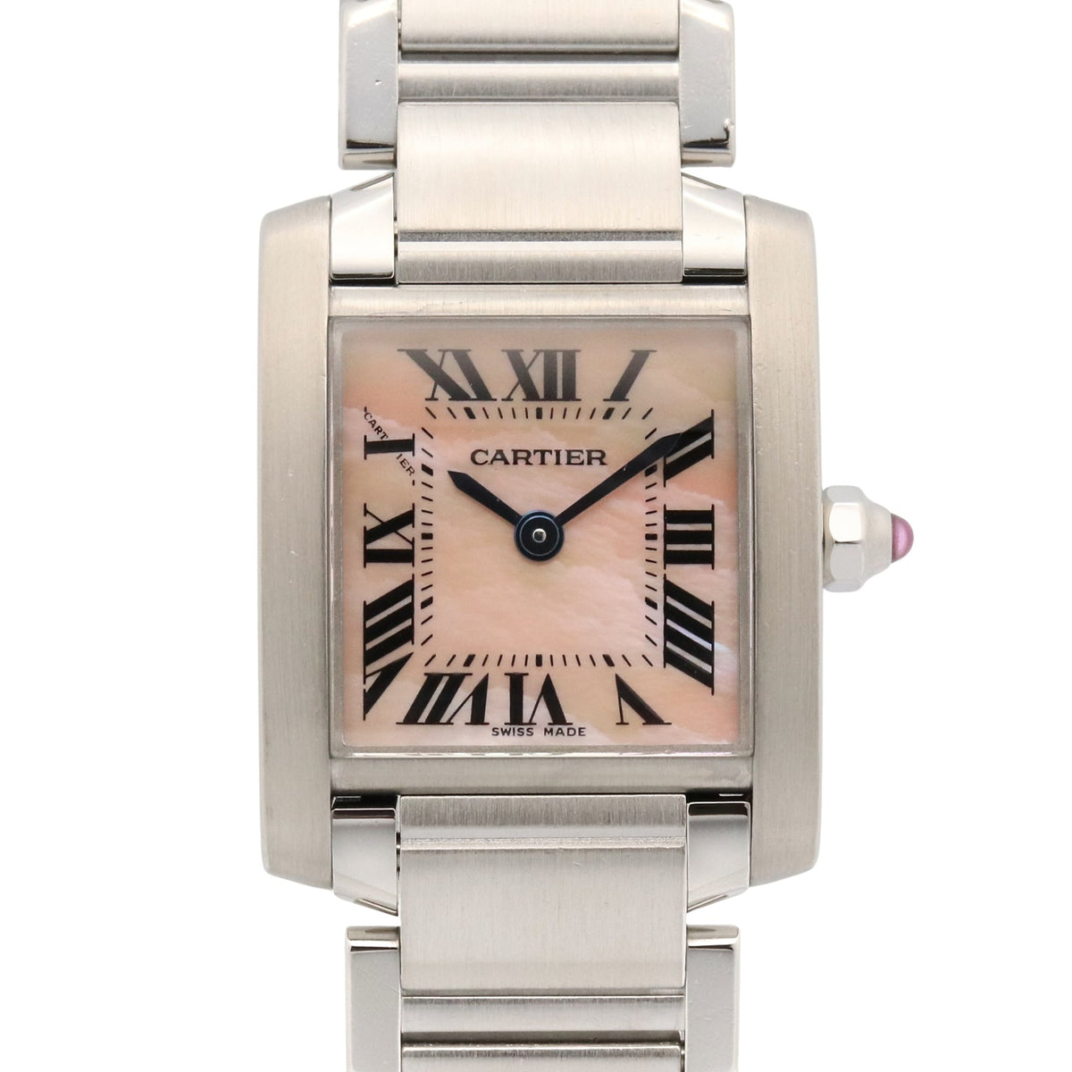 Pre-Owned Cartier Tank Fran?aise SM Watch, Stainless Steel, Ladies, Pink/Pink Shell, W51028Q3