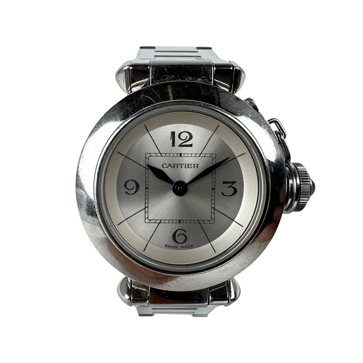 Montre CARTIER Miss Pasha d'occasion, acier inoxydable, argent, femme, W3140007, quartz, z3995 