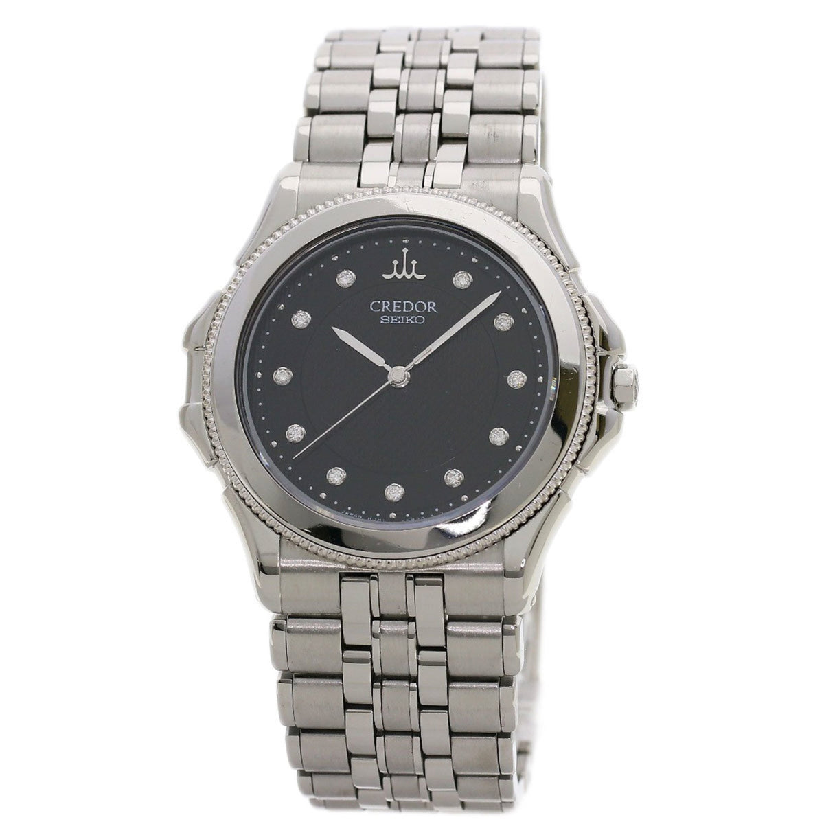 Pre-Owned Seiko GCAR995 8J81-6B10 Credor 11P Diamond Watch Stainless Steel SS SSxK18WG Men's SEIKO