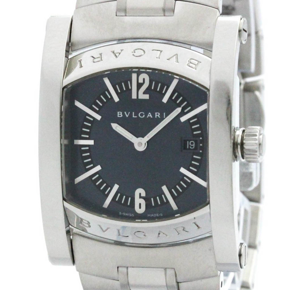 Pre-Owned Polished BVLGARI Assioma Stainless Steel Quartz Unisex Watch AA39S BF578864