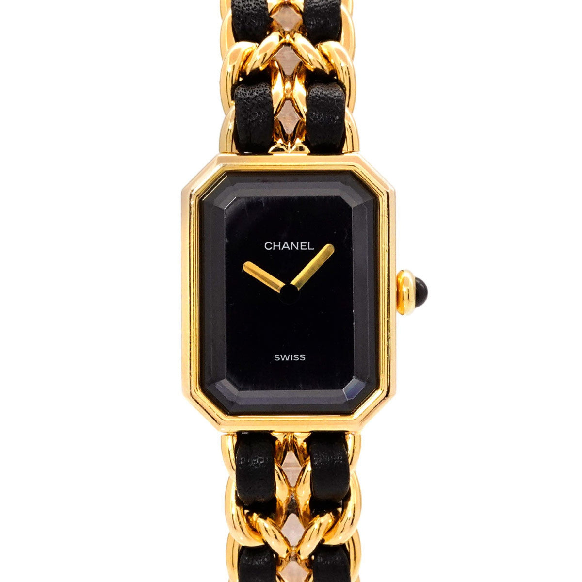 Montre femme CHANEL Premiere taille L H0001 d'occasion à quartz noir et or 