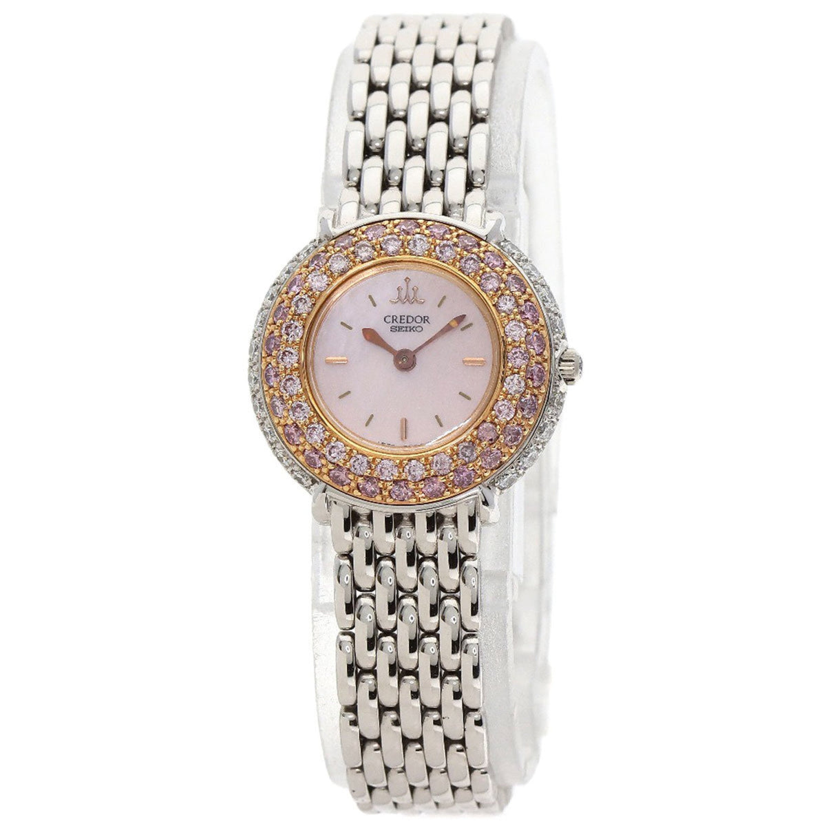 Pre-Owned Seiko 1E70-2030 Credor Pink Diamond Watch, 18K White Gold/18KWG/Diamond, Women's