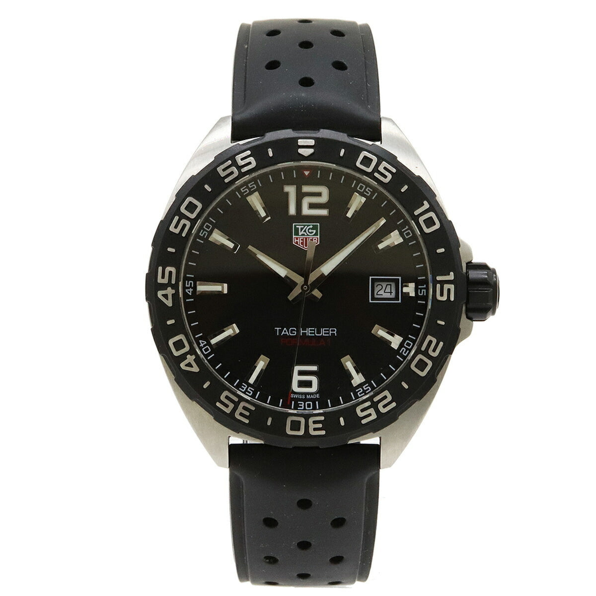 Pre-Owned TAG Heuer Formula 1 Black Dial Date SS Rubber Men's Quartz Watch WAZ1110