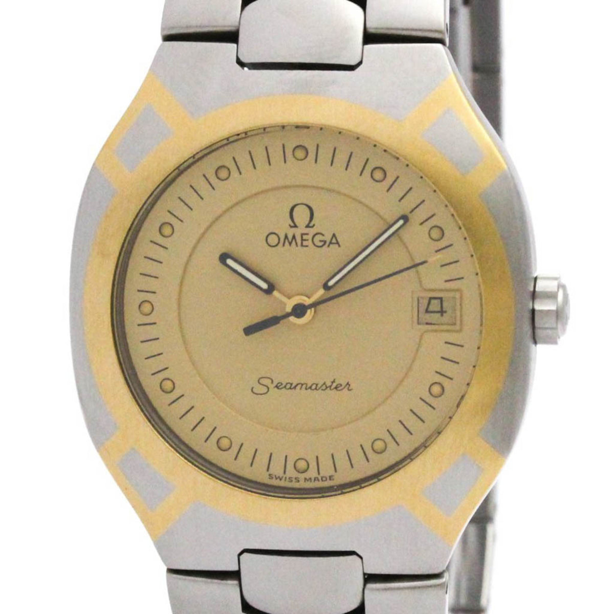 Pre-Owned OMEGA Seamaster Polaris 18K Gold Steel Mens Watch 396.1022 Polished