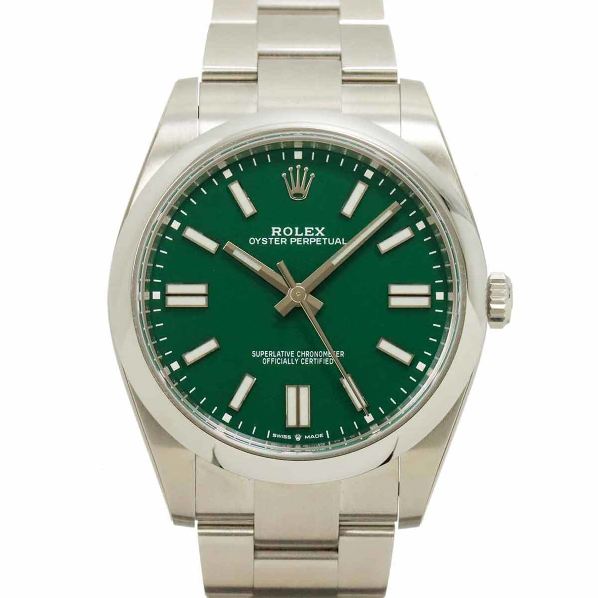 Pre-Owned Rolex Oyster Perpetual 41 124300 Random Number Roulette Men's Watch Green Automatic