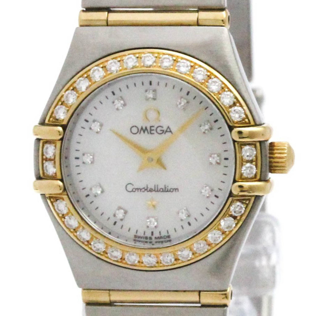 Pre-Owned OMEGA Constellation Diamond MOP 18K Gold Steel Watch 1267.75 Polished