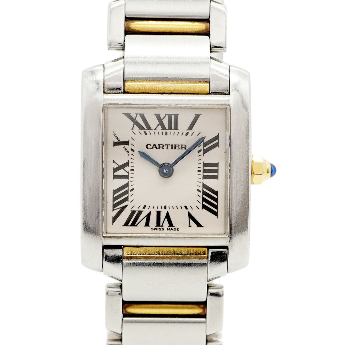 Pre-Owned Cartier Tank Fran?aise SM Two-tone Watch 2384 White Dial Women's