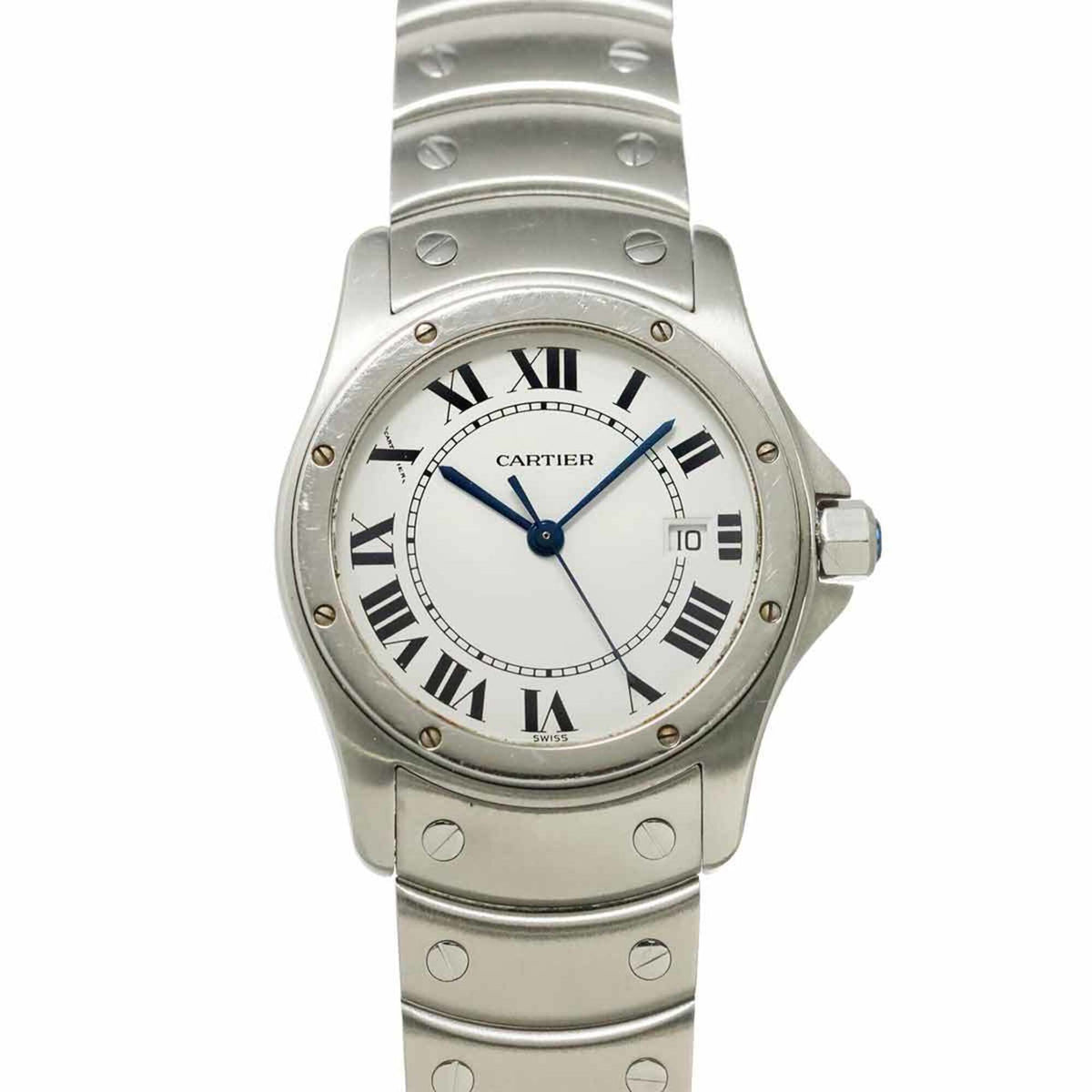 Pre-Owned Cartier Santos Ronde MM W20027K1 Boys' Watch, Date, White Quartz Watch