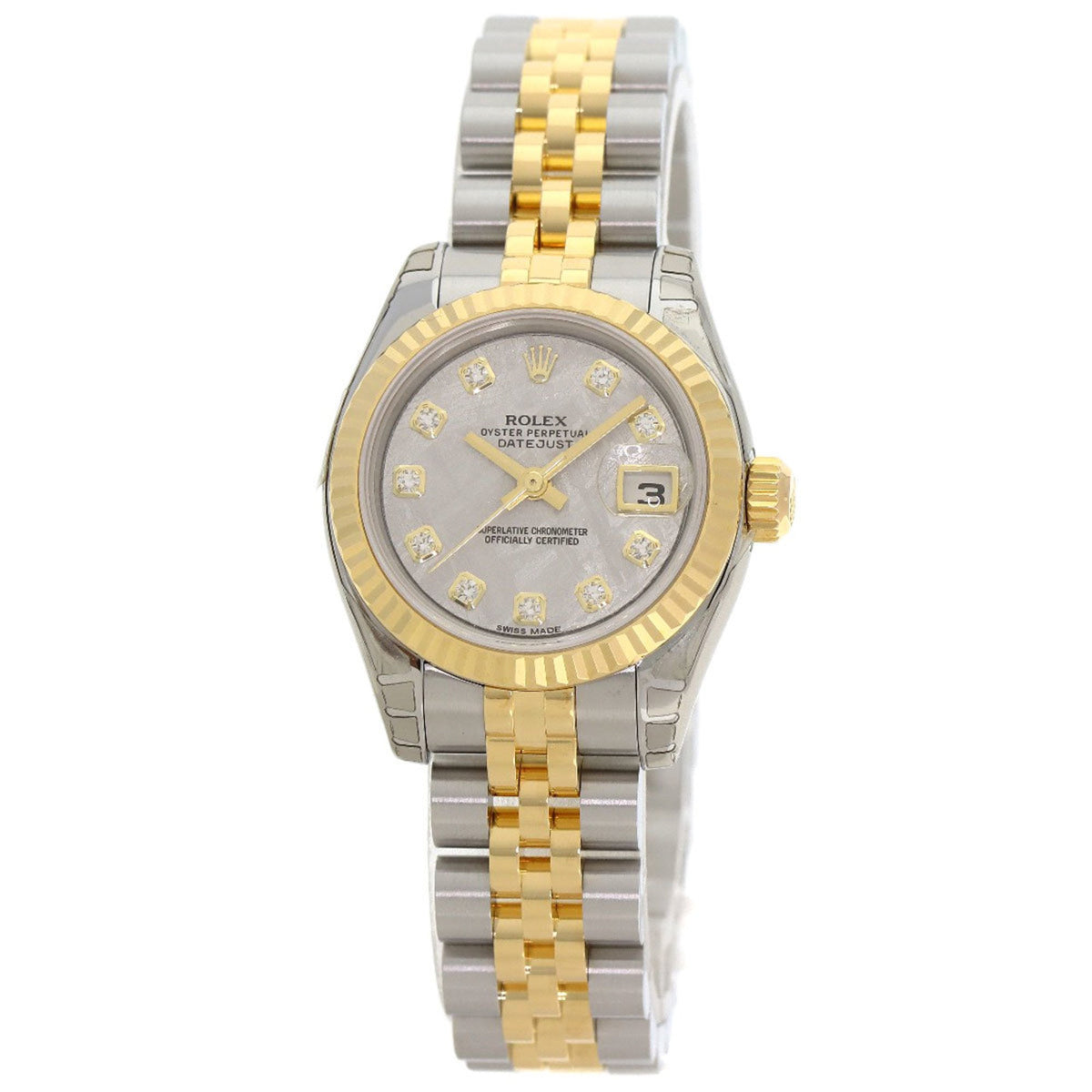 Pre-Owned Rolex 179173G Datejust 10P Diamond Watch in Stainless Steel SSx18KYG (18KYG) for Women