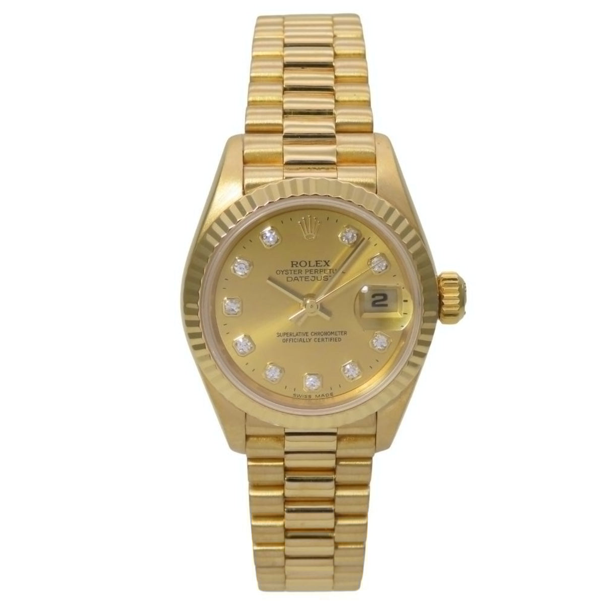 Pre-Owned Rolex Datejust 69138, 18K Yellow Gold, approximately 73.5g, with a champagne gold dial, T-number, 10PD, for women.