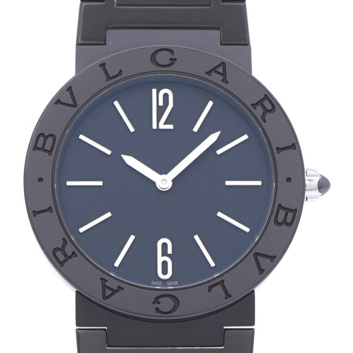 Gebrauchte, neuwertige Bvlgari Quarzuhr mit schwarzer DLC-Beschichtung, BB33S, Edelstahl-Zifferblatt 0175BVLGARI 