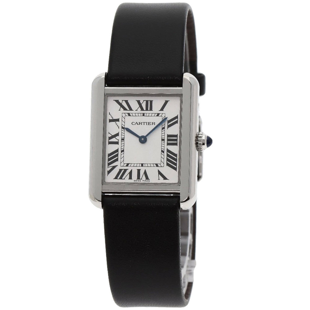 Pre-Owned Cartier Tank Solo SM WSTA0030 Watch in Stainless Steel and Leather for Women