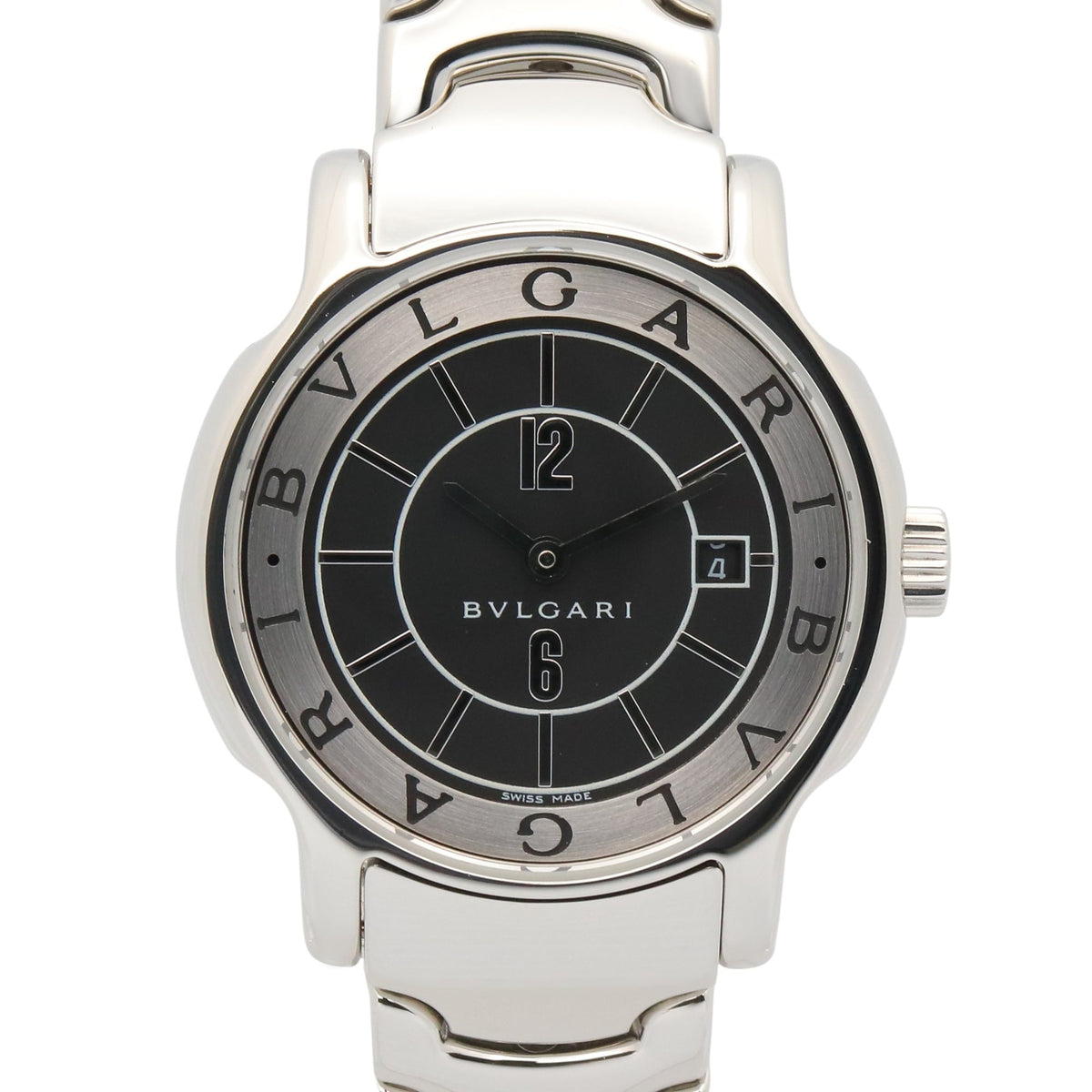 Pre-Owned Bulgari BVLGARI Solo Tempo Watch, Stainless Steel, Women's, Black, ST29S
