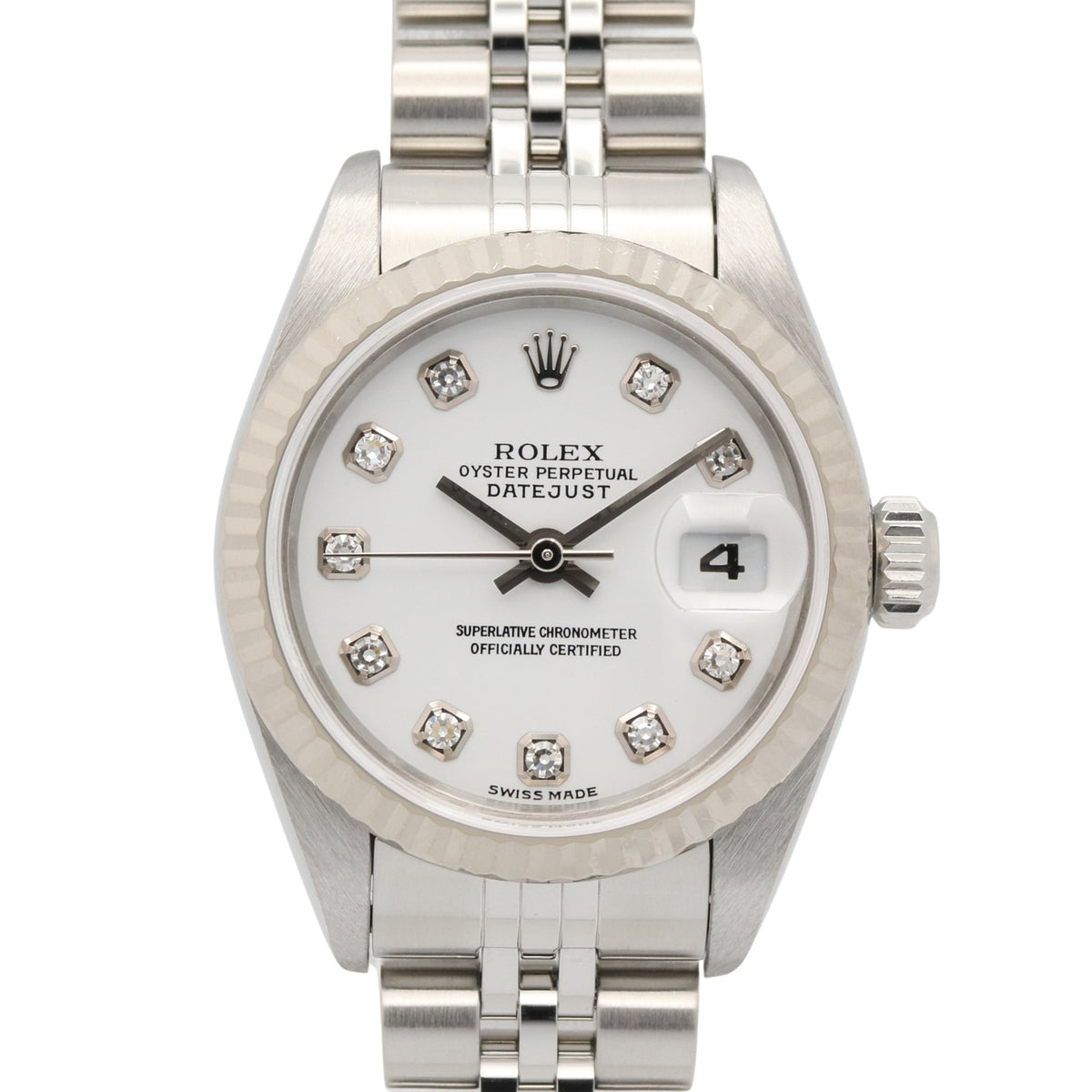 Pre-Owned Rolex Datejust 10P Diamond Y-serial Wristwatch, 18K White Gold (WG) Stainless Steel, Diamond, Ladies', Tone, New 79174G