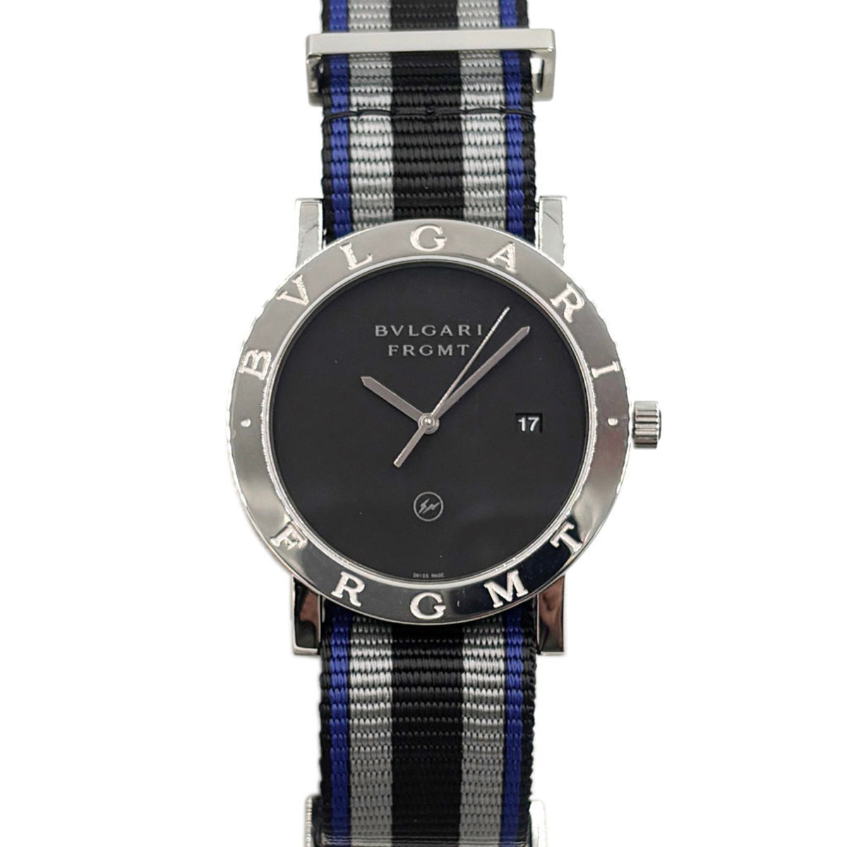 Montre-bracelet BVLGARI Fragment Design d'occasion, édition spéciale limitée à 600 pièces BB41S 103570, en acier inoxydable noir argenté S 