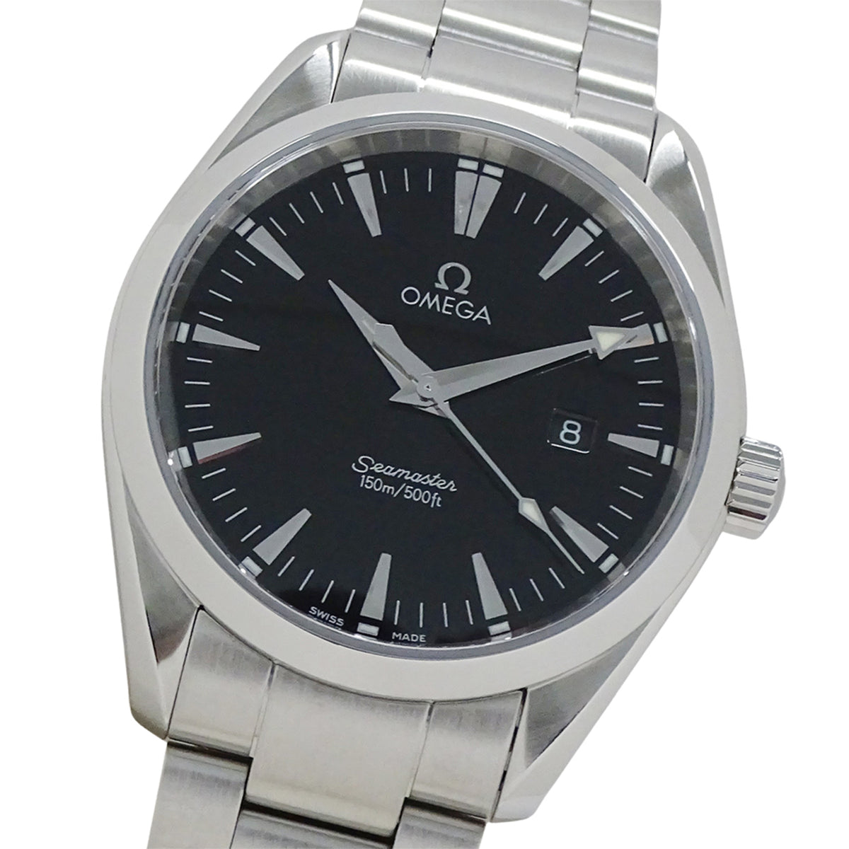 Pre-Owned OMEGA Seamaster Aqua Terra 2517.50 Men's Watch, Date, Quartz, QZ, Stainless Steel, Silver, Black, Polished