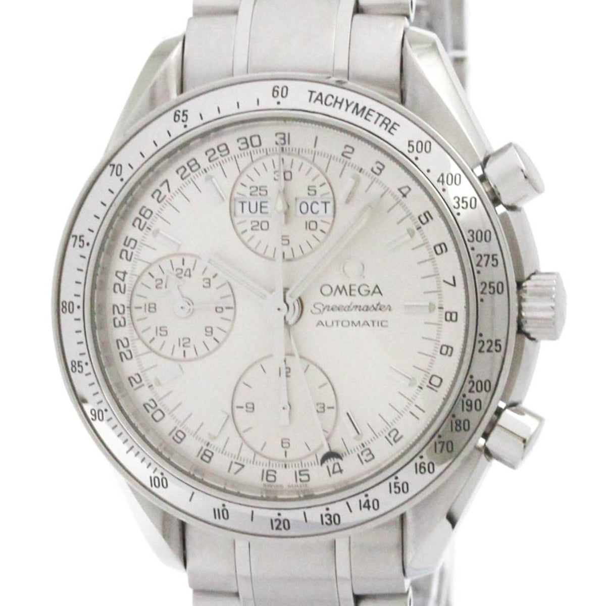 Pre-Owned OMEGA Speedmaster Triple Date Steel Automatic Watch 3523.30 Polished