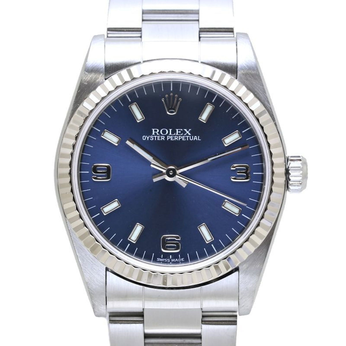 Pre-Owned ROLEX Rolex Oyster Perpetual 31mm 77014 P Series Men's Women's K18WG White Gold x Stainless Steel Boys 39786 Watch