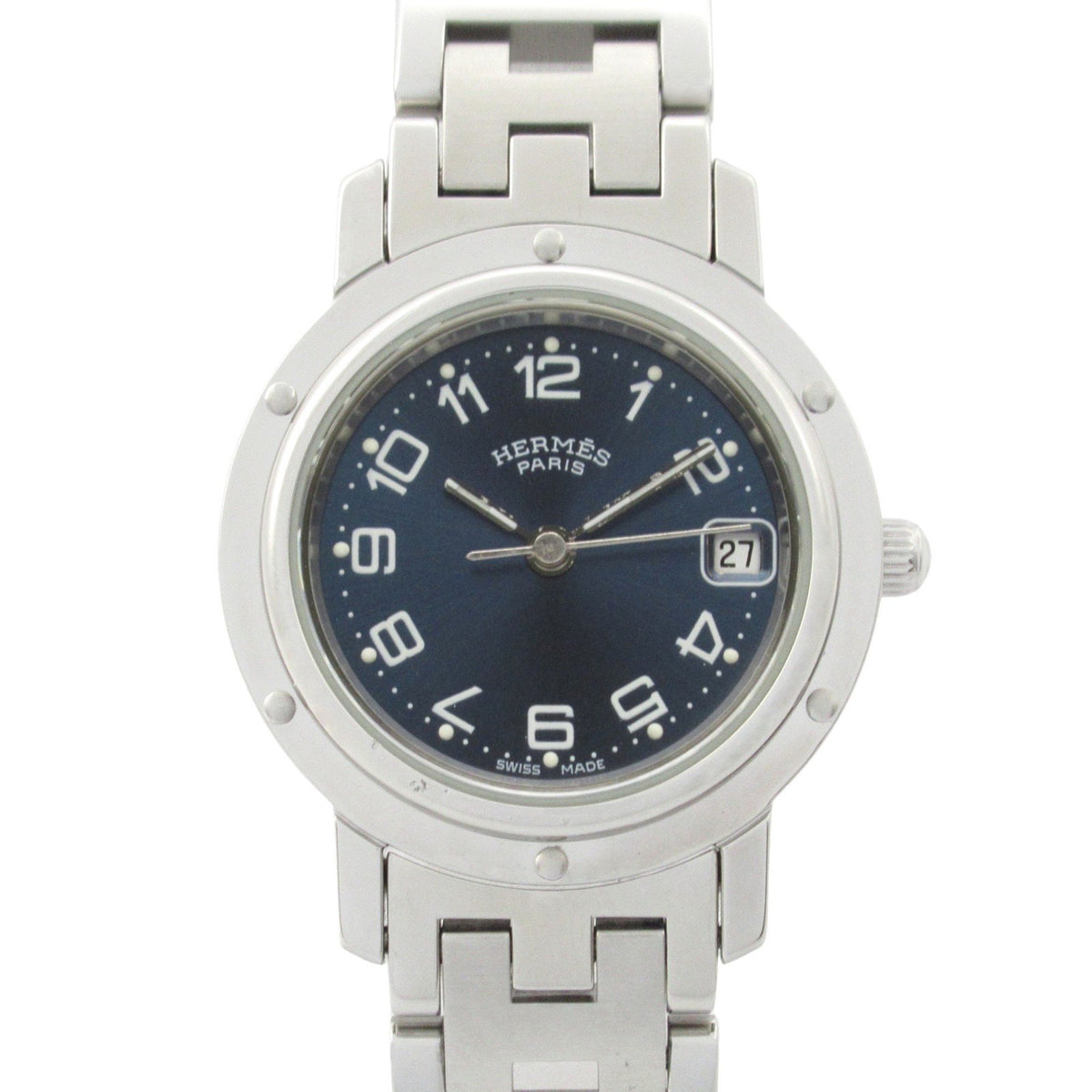 Pre-Owned Herm?s Clipper Watch, Stainless Steel, Women's, Blue, CL4.210