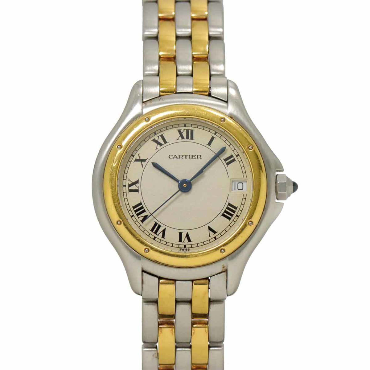 Pre-Owned Cartier Panthere Cougar SM Two-tone Women's Watch with Date, Ivory and Yellow Gold Quartz Movement