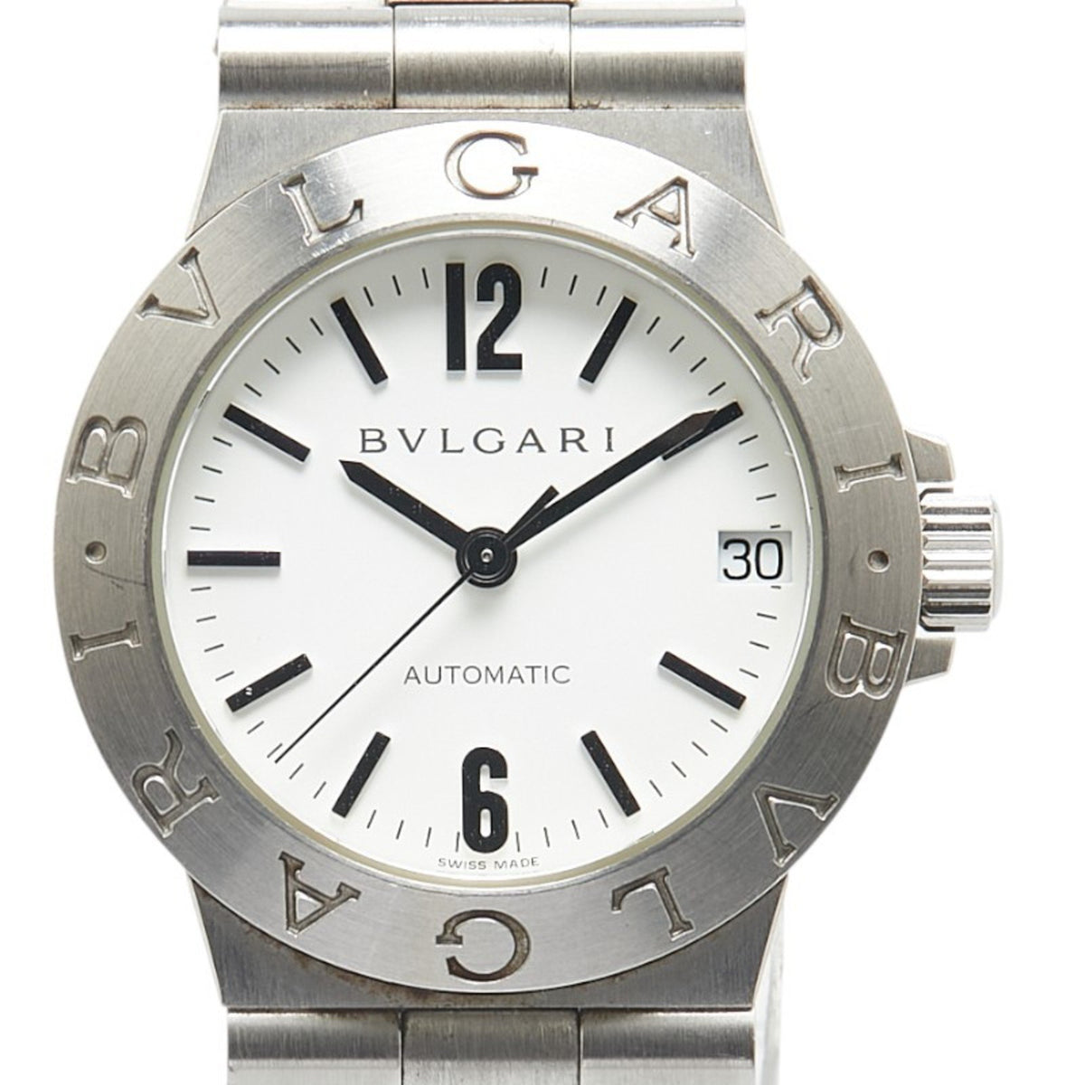 Pre-Owned Bvlgari Diagono Sport Watch LCV29S Automatic White Dial Stainless Steel Women's BVLGARI