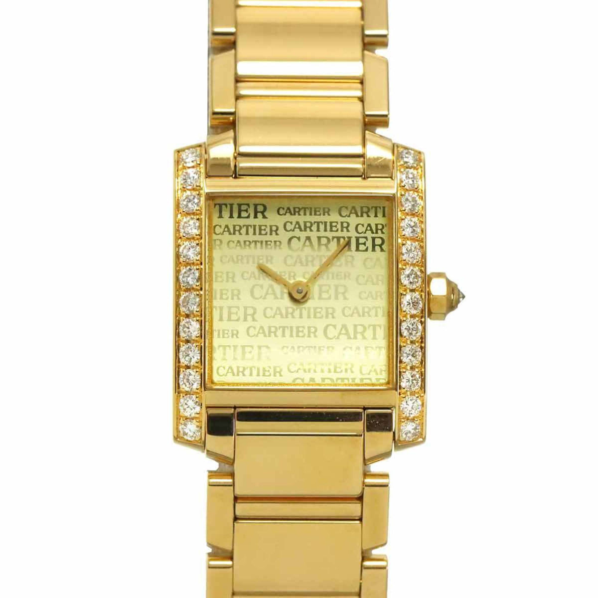 Pre-Owned Cartier Tank Francaise SM WE1023R8 Ladies' Watch with Diamond Bezel, 18K Yellow Gold, Solid Quartz Movement.