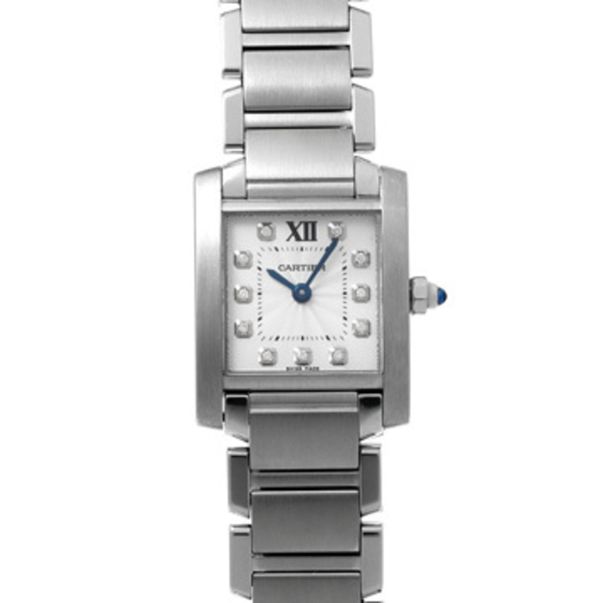 Pre-Owned Cartier Tank Fran?aise SM 11P Diamond WE110006 Silver Ladies Quartz Watch Used Ginzo